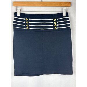 Smoove Womens Nautical-Style Skirt S/M Navy & White Cotton